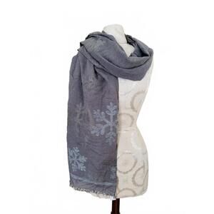 Talbots Snowflake Patterned Scarf Shawl Wrap Gray